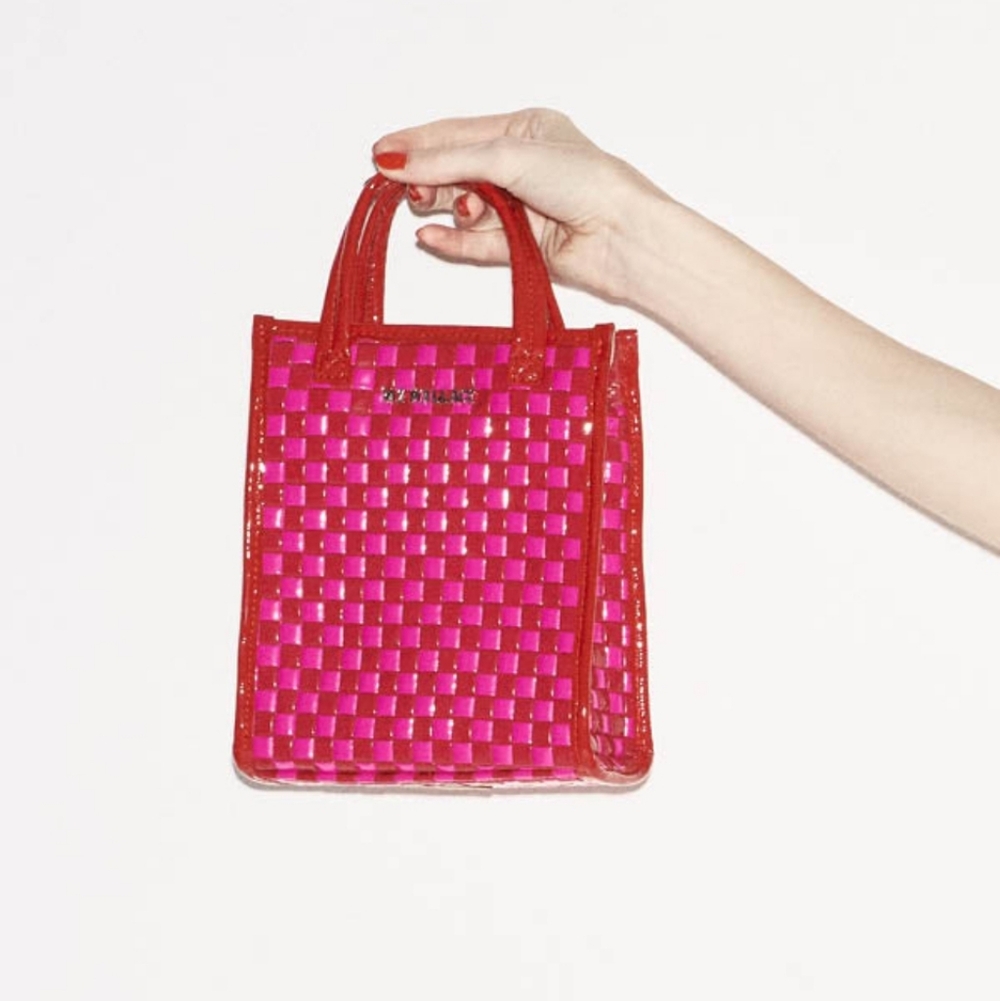 NWT Candy Lacquer Micro Woven Box Tote